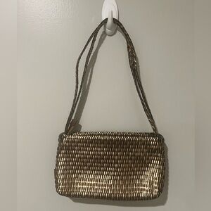 CEM Vintage Metallic Gold & Silver Woven Small Shoulder Bag with Woven strap